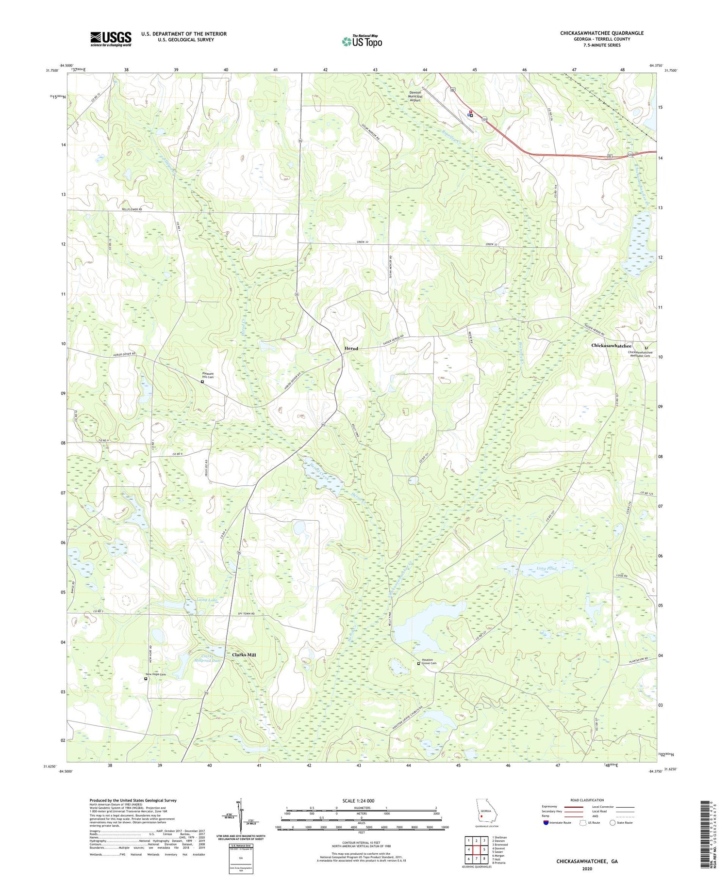 Chickasawhatchee Georgia US Topo Map Image