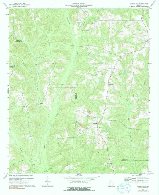 Classic USGS Church Hill Georgia 7.5'x7.5' Topo Map Image