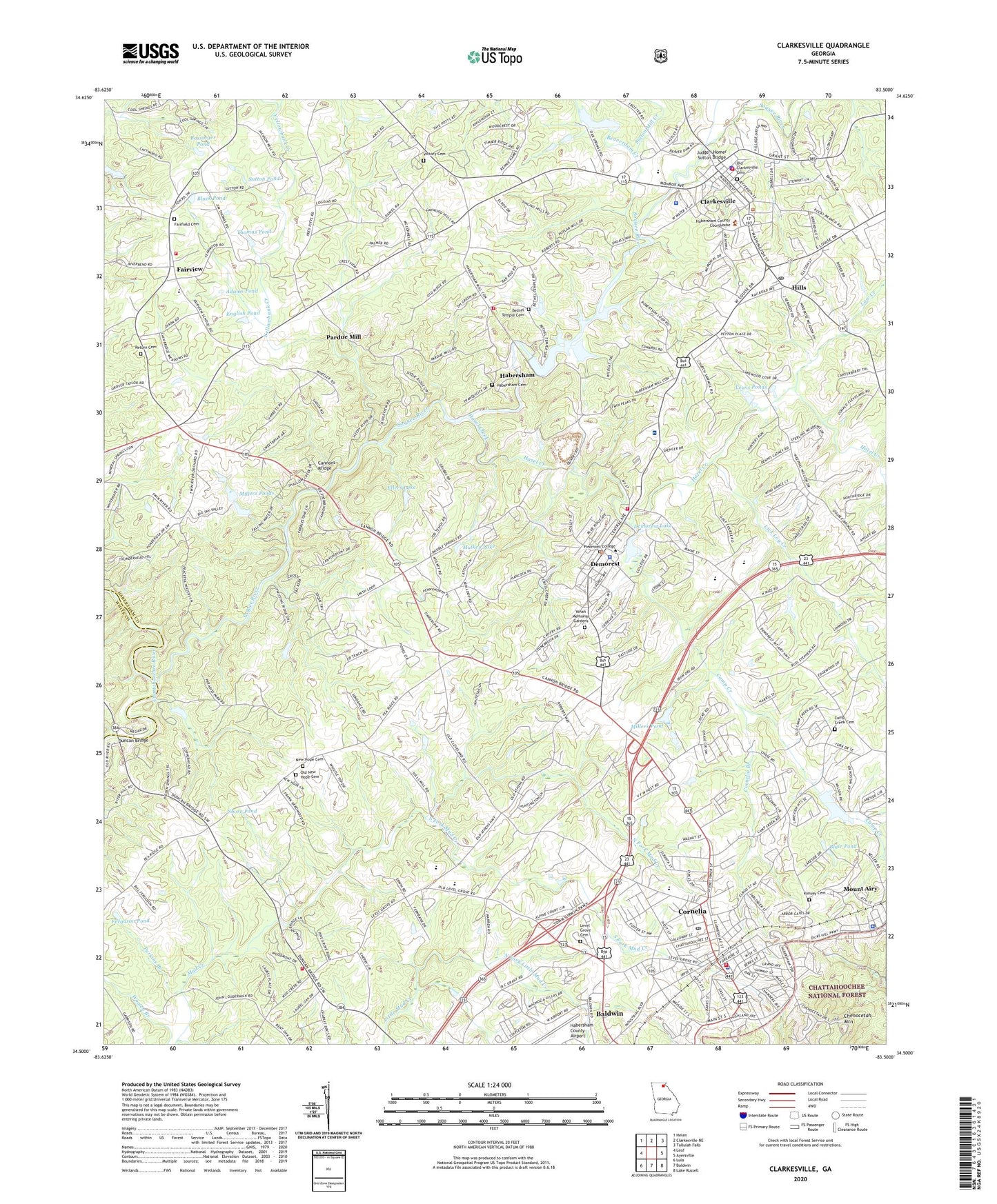 Clarkesville Georgia US Topo Map Image