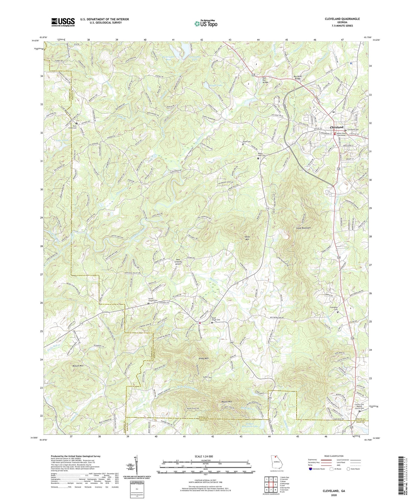 Cleveland Georgia US Topo Map Image
