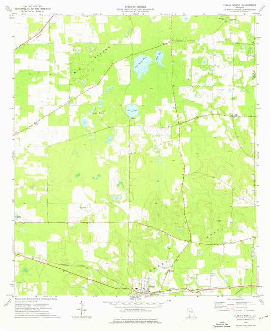 Classic USGS Climax North Georgia 7.5'x7.5' Topo Map Image