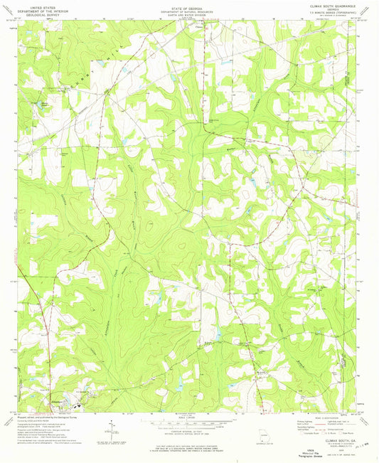 Classic USGS Climax South Georgia 7.5'x7.5' Topo Map Image