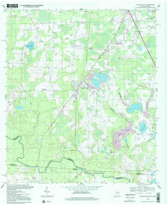 Classic USGS Clyattville Georgia 7.5'x7.5' Topo Map Image