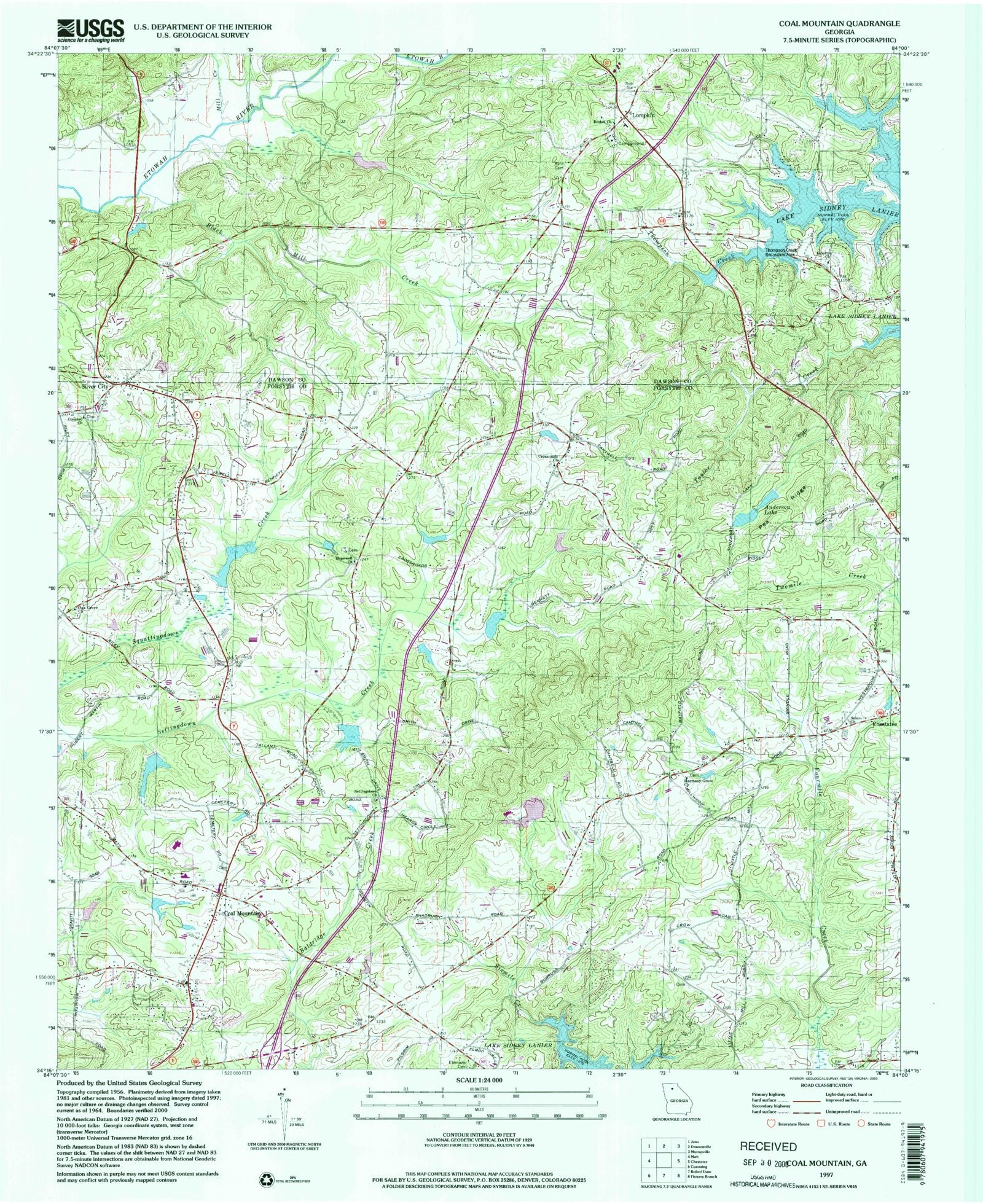 Classic USGS Coal Mountain 7.5'x7.5' Topo Map MyTopo Map Store