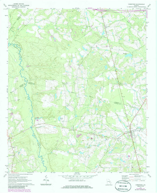 Classic USGS Cobbtown Georgia 7.5'x7.5' Topo Map Image