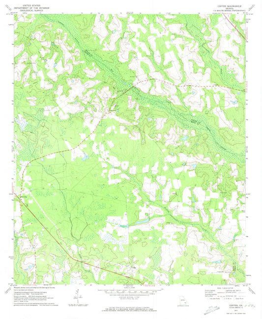 Classic USGS Coffee Georgia 7.5'x7.5' Topo Map Image
