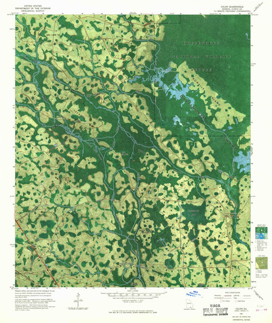 Classic USGS Colon Georgia 7.5'x7.5' Topo Map Image