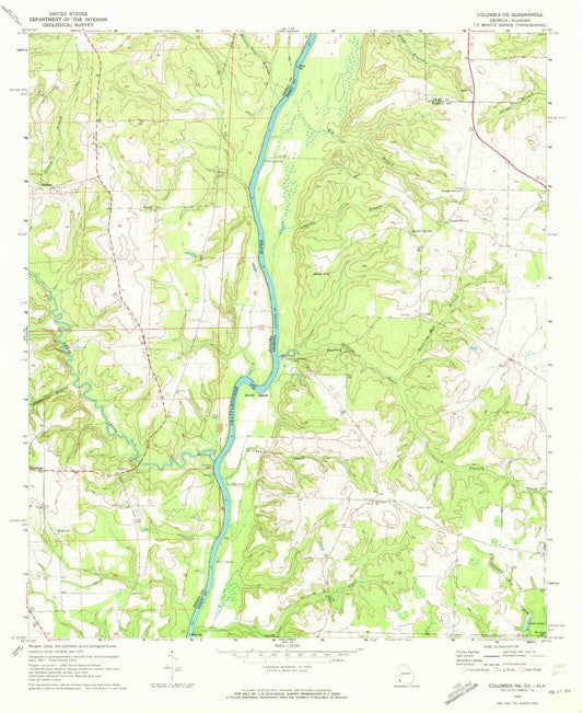 Classic USGS Columbia NE Georgia 7.5'x7.5' Topo Map Image