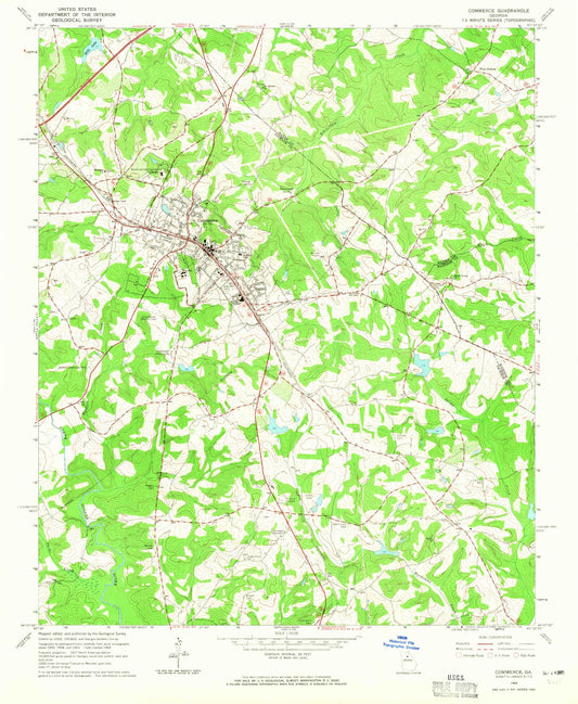 Classic USGS Commerce Georgia 7.5'x7.5' Topo Map Image