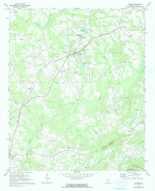 Classic USGS Concord Georgia 7.5'x7.5' Topo Map Image