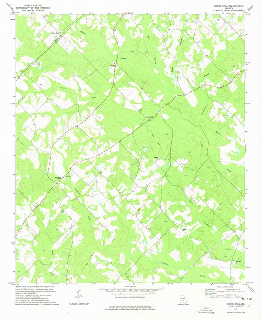 Classic USGS Cooks Still Georgia 7.5'x7.5' Topo Map Image