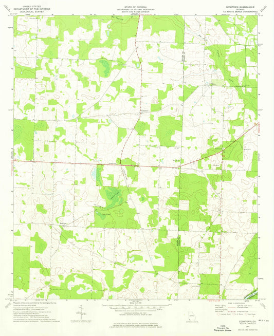Classic USGS Cooktown Georgia 7.5'x7.5' Topo Map Image
