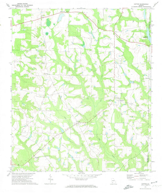 Classic USGS Cotton Georgia 7.5'x7.5' Topo Map Image