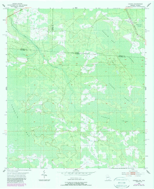 Classic USGS Council Georgia 7.5'x7.5' Topo Map Image