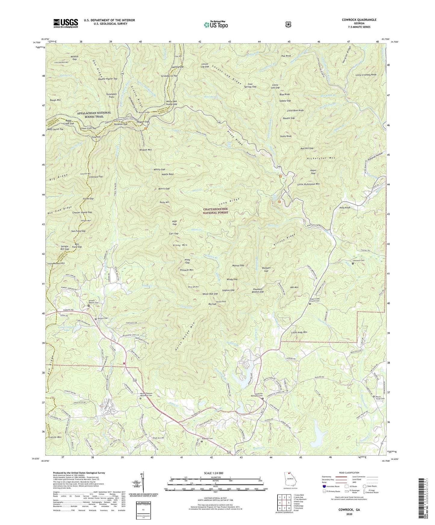 Cowrock Georgia US Topo Map Image