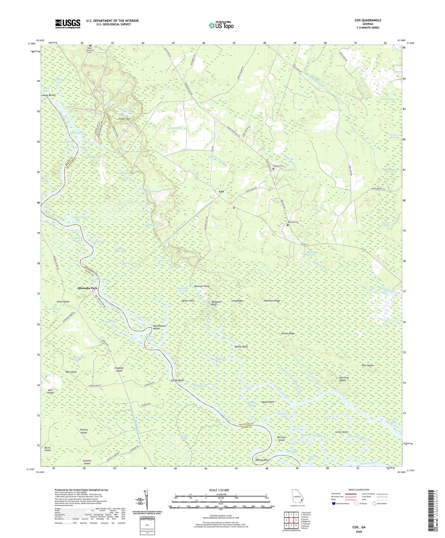 Cox Georgia US Topo Map Image