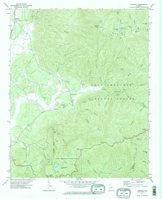 Classic USGS Crandall Georgia 7.5'x7.5' Topo Map Image