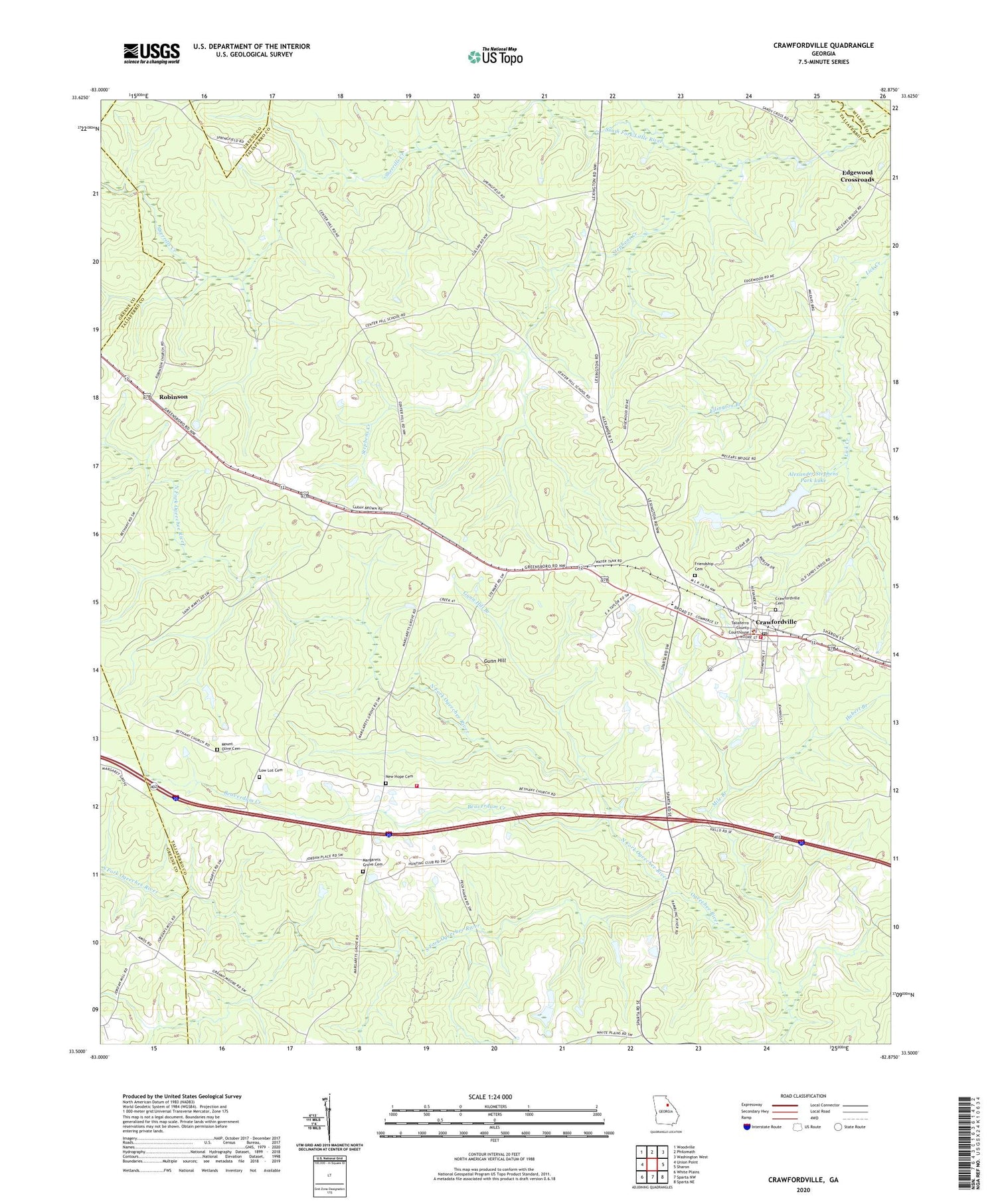 Crawfordville Georgia US Topo Map Image