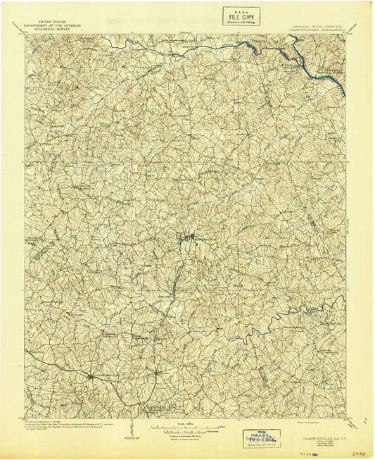 Historic 1906 Crawfordville Georgia 30'x30' Topo Map Image