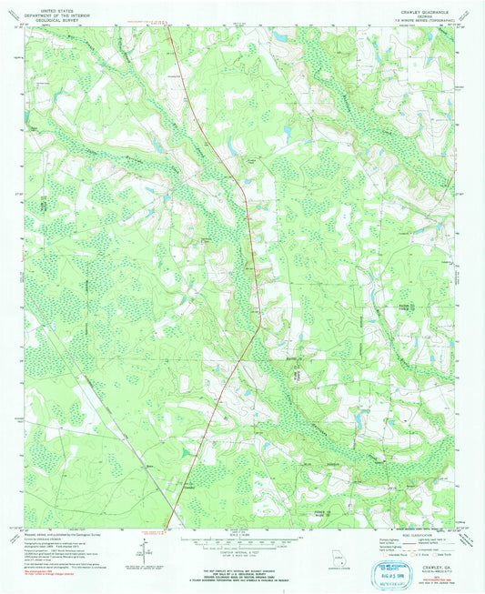 Classic USGS Crawley Georgia 7.5'x7.5' Topo Map Image