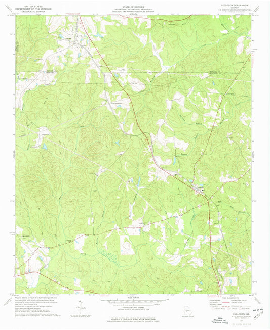 Classic USGS Culloden Georgia 7.5'x7.5' Topo Map Image