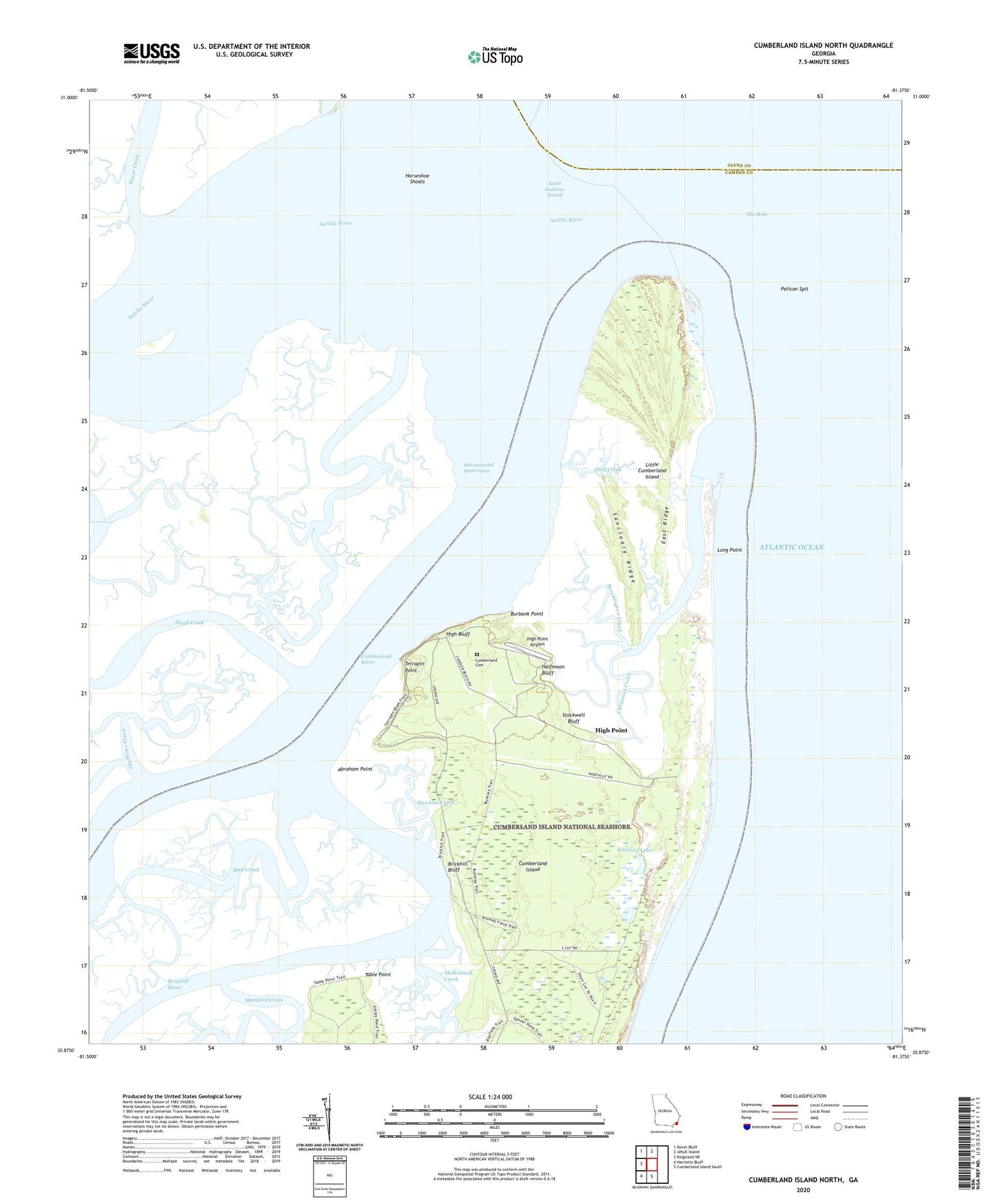 Cumberland Island North Georgia US Topo Map Image