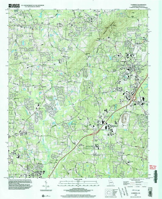 Classic USGS Cumming Georgia 7.5'x7.5' Topo Map Image