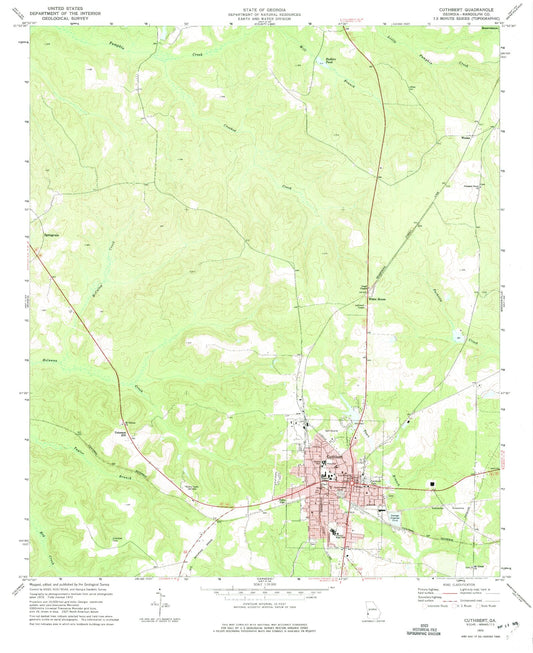 Classic USGS Cuthbert Georgia 7.5'x7.5' Topo Map Image