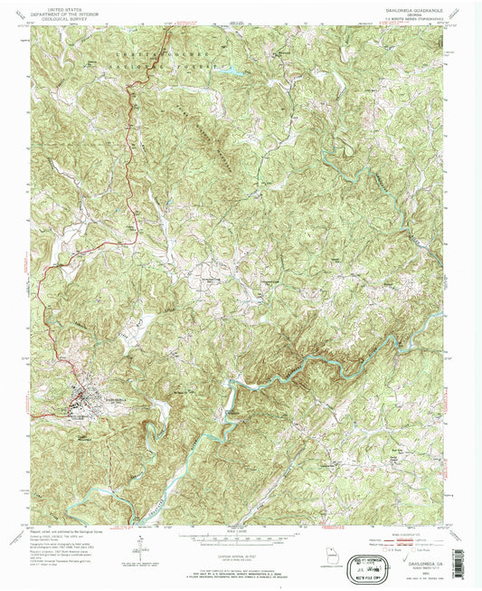 Classic USGS Dahlonega Georgia 7.5'x7.5' Topo Map Image