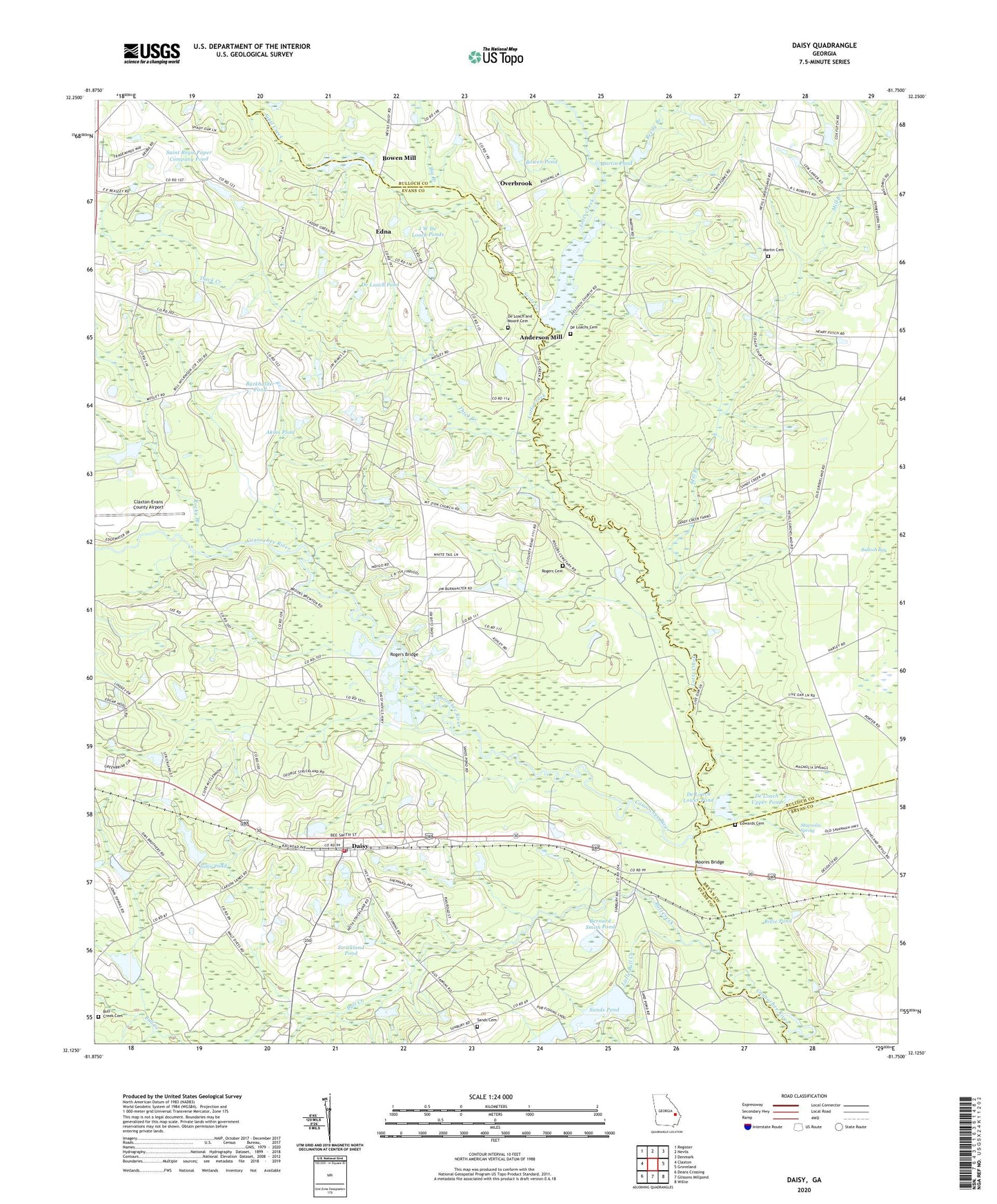 Daisy Georgia US Topo Map Image