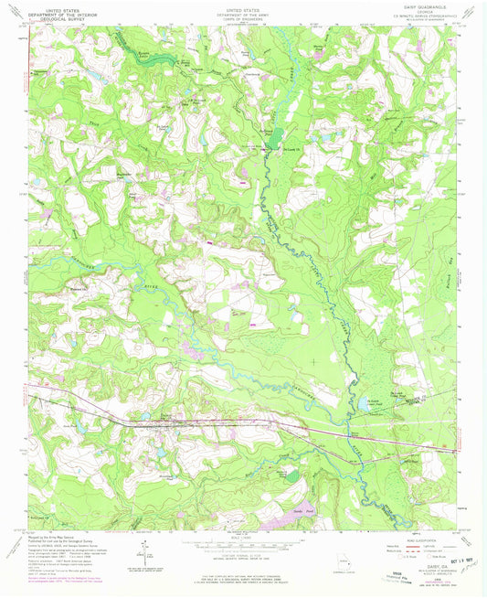 Classic USGS Daisy Georgia 7.5'x7.5' Topo Map Image