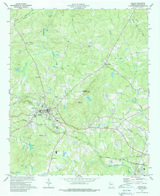 Classic USGS Dallas Georgia 7.5'x7.5' Topo Map Image