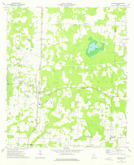 Classic USGS Damascus Georgia 7.5'x7.5' Topo Map Image