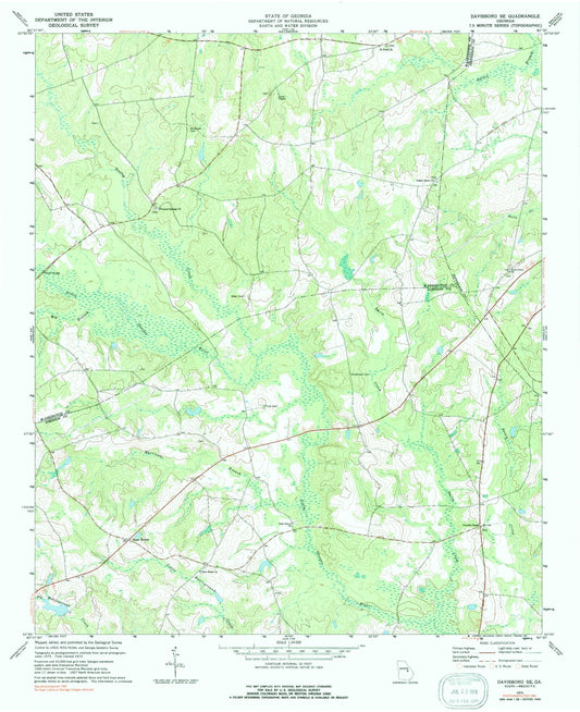 Classic USGS Davisboro SE Georgia 7.5'x7.5' Topo Map Image