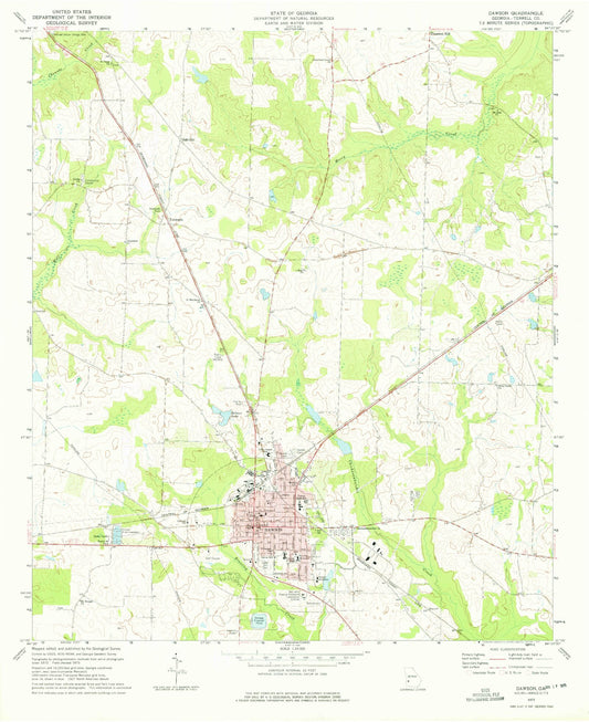 Classic USGS Dawson Georgia 7.5'x7.5' Topo Map Image