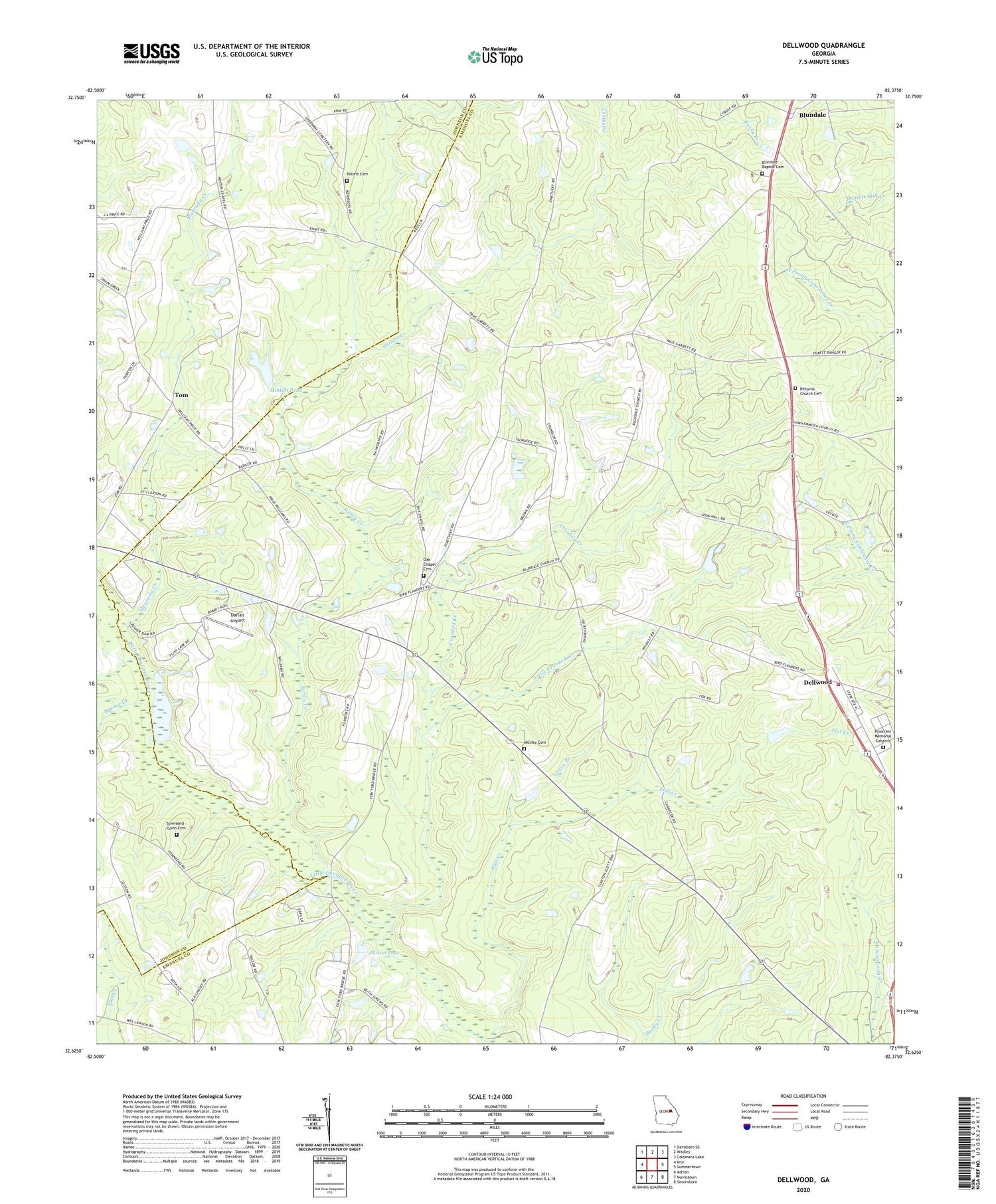 Dellwood Georgia US Topo Map Image