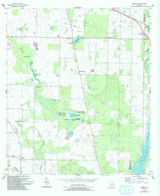 Classic USGS Desser Georgia 7.5'x7.5' Topo Map Image