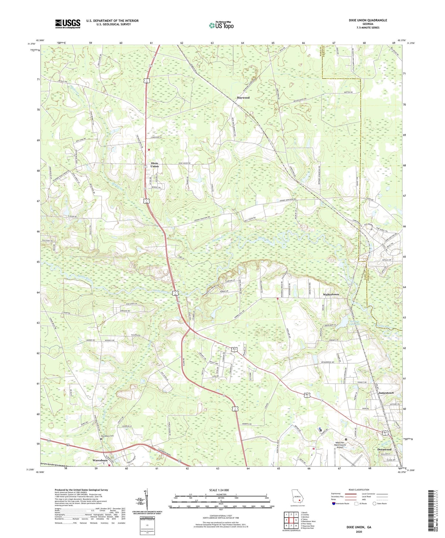 Dixie Union Georgia US Topo Map Image