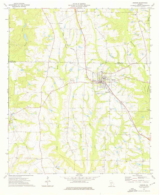 Classic USGS Doerun Georgia 7.5'x7.5' Topo Map Image