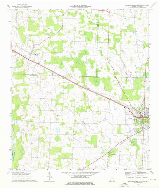 Classic USGS Donalsonville West Georgia 7.5'x7.5' Topo Map Image