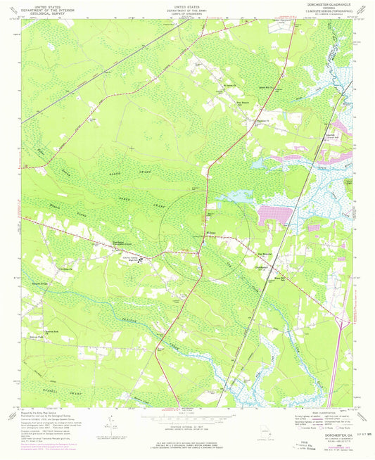 Classic USGS Dorchester Georgia 7.5'x7.5' Topo Map Image