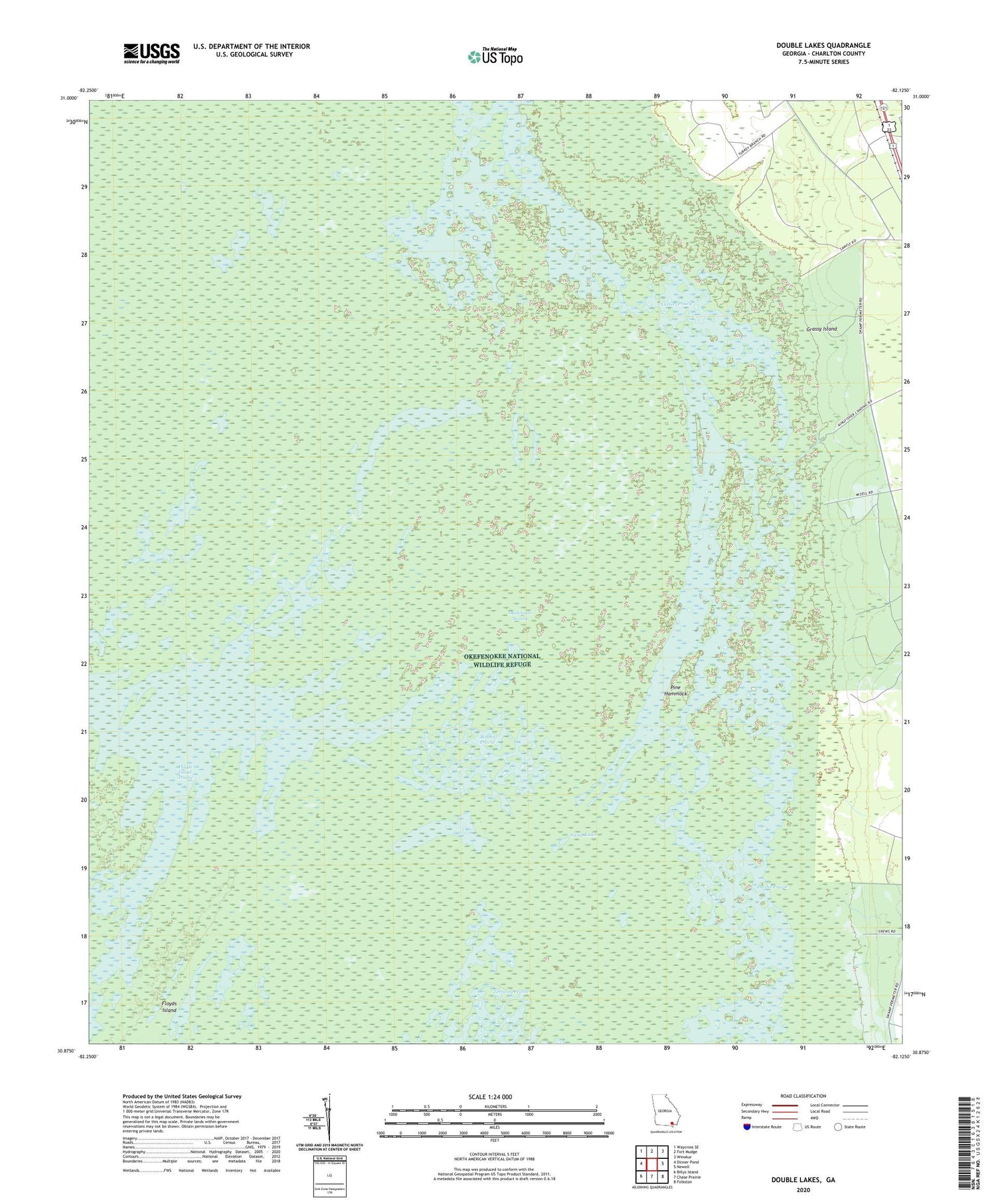 Double Lakes Georgia US Topo Map Image