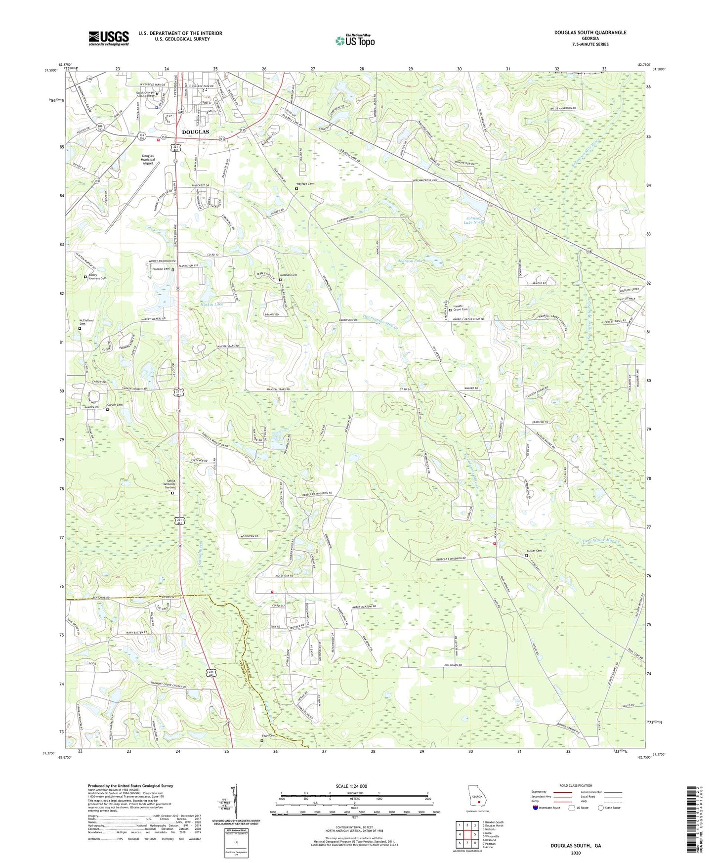 Douglas South Georgia US Topo Map Image