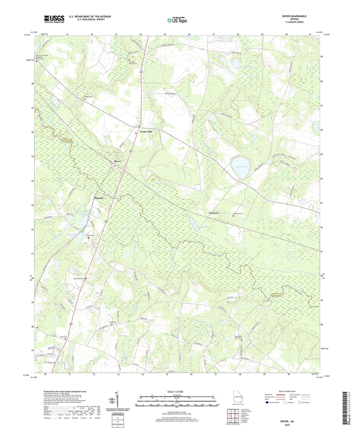 Dover Georgia US Topo Map Image