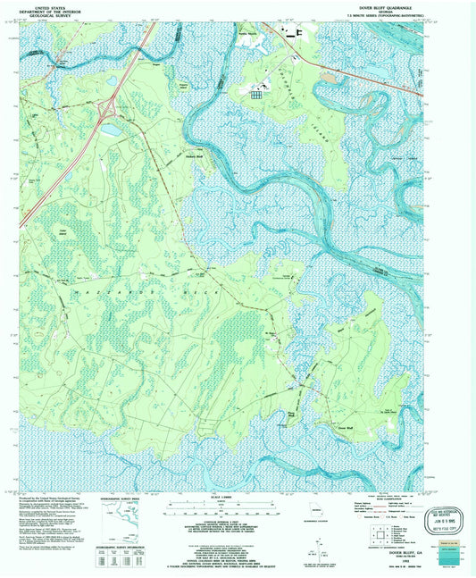 Classic USGS Dover Bluff Georgia 7.5'x7.5' Topo Map Image