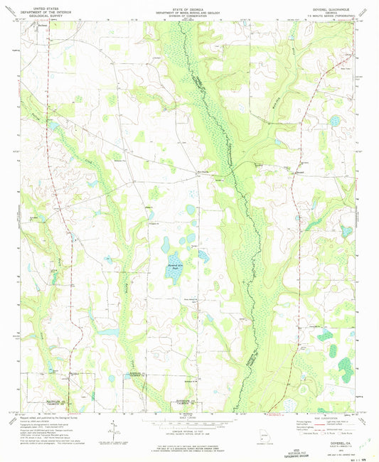Classic USGS Doverel Georgia 7.5'x7.5' Topo Map Image