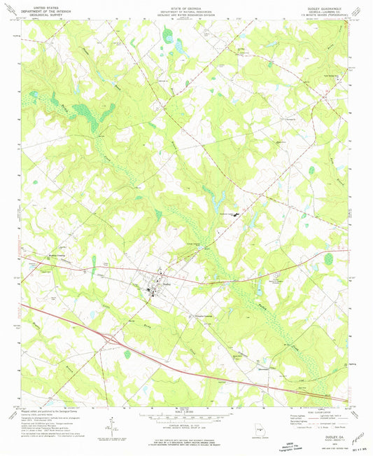 Classic USGS Dudley Georgia 7.5'x7.5' Topo Map Image