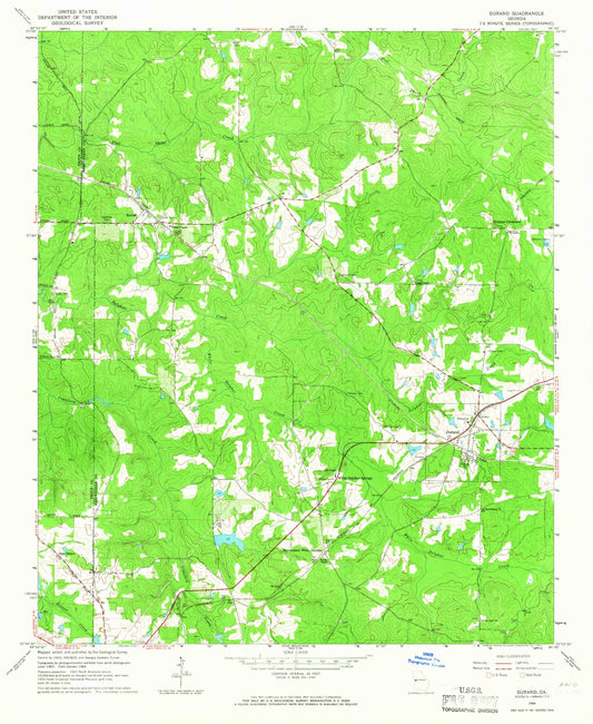Classic USGS Durand Georgia 7.5'x7.5' Topo Map Image