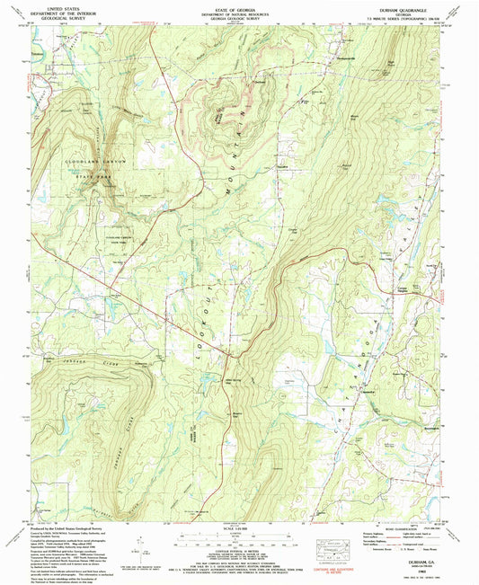 Classic USGS Durham Georgia 7.5'x7.5' Topo Map Image