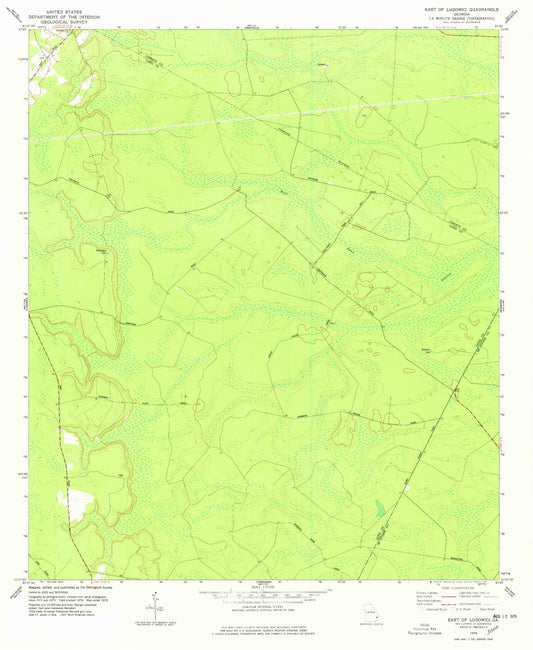 Classic USGS East of Ludowici Georgia 7.5'x7.5' Topo Map Image